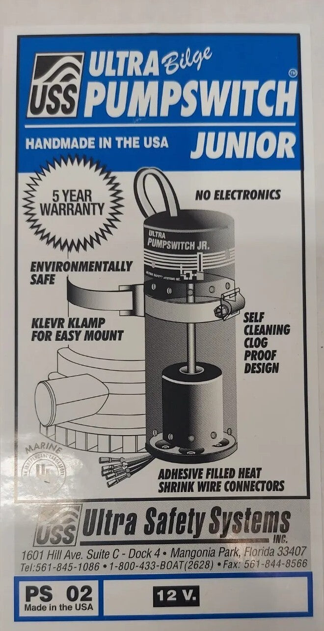 UPS-02 JUNIOR Ultra Bilge Pump switch 12 VOLT