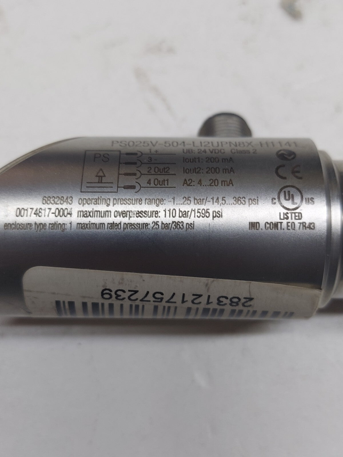 TURCK PS025V-504-LI2UPN8X-H1141 PROGRAMMABLE PRESSURE SENSOR VERY GOOD CONDITION
