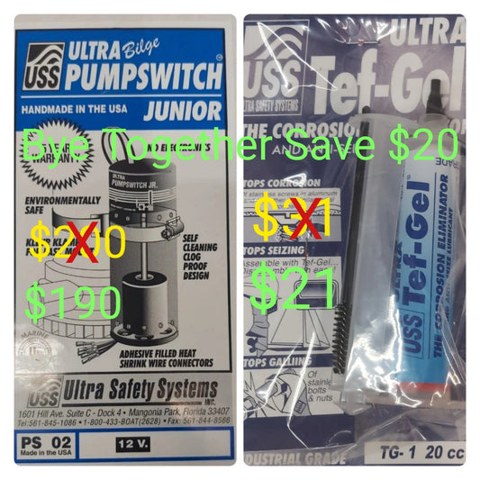 UPS-02 JUNIOR Ultra Bilge Pump switch  12 VOLT AND TG-1 20 CORROSION ELIMINATOR