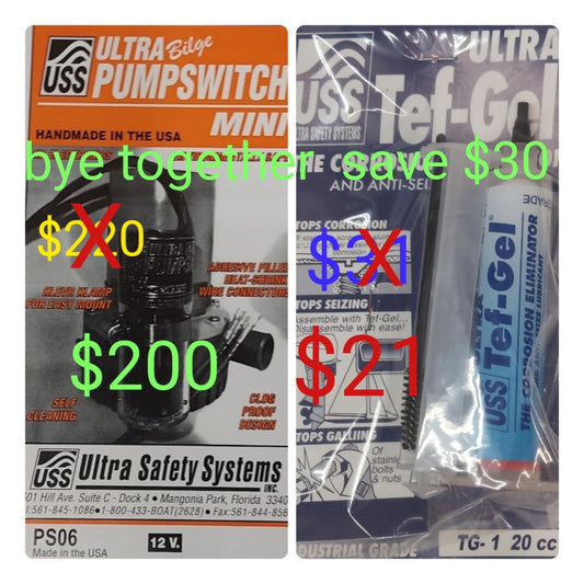 UPS-06 MINI Ultra Bilge Pump switch  12 VOLT AND TG-1 20 CC SYRINGE YOU SAVE $30
